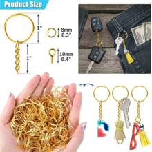 90 Piezas Suministros Para Hacer Llaveros, Incluye 30 Piezas De Llaveros, 30 Piezas De Anillos Abiertos Y 30 Piezas De Clavijas Con Ojo De Tornillo, Perfectas Para Manualidades De Joyería Y Hacer Llaveros - Dorado - Ver 5
