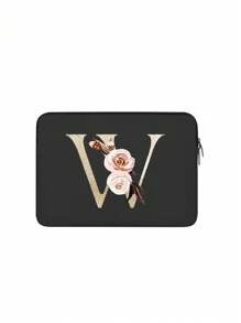 1 件手提笔记本电脑包，模拟潜水料平板电脑内衬包，苹果 iPad 泡沫保护套，电脑包，便携式收纳包，轻巧便携，兼容 iPad 收纳包保护套平板电脑包笔记本电脑内衬包保护套 -13 英寸平板电脑内衬包，适合日常上班族、大学生、朋友礼物、老师礼物、实习礼物、毕业礼物、公司活动纪念品、字母 A 到 Y 教室笔记本电脑包教室包教师收纳包教室整理包 - 黑色 - 查看 12