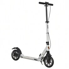 HOMCOM Adult Teens Kick Scooter Foldable Height Adjustable Aluminum Ride On Toy For 14+ With Rear Wheel & Hand Brake, Shock Mitigation System - Silver - View 5