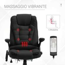 Vinsetto Sedia Massaggiante da Ufficio e Casa, Poltrona da Ufficio Con 6 Punti di Massaggio e Funzione di Riscaldamento e Regolabile in Altezza - nero - Visualizzare 7