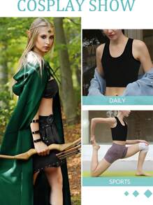 JUNLAN女士FTM彈性束胸運動胸罩套衣短褲塑身衣 - 黑色 - 查看 6