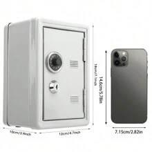 1pc Metal Coin Bank, Money Saving Box, Password Lock Cash Coin Holder With Internal Drawer, Suitable For Kids, Office Organizing And Gift - White - View 3