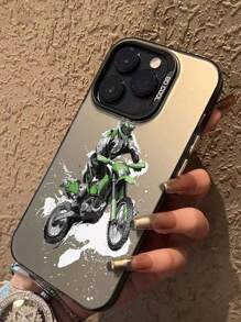 1pc Imd Material Transparent Black & Colorful Design With Black Camera Hole Mobile Phone Case Compatible With IPhone 11/12/13/14 Pro Max - Hot Blooded Youth