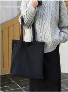 Bộ 1 balo vải đen và nhiều màu, kiểu dáng mở miệng, màu trơn, nhẹ, xách tay, dung tích lớn, phong cách cổ điển, Bohemian, phương Tây, tối giản, thích hợp cho kỳ nghỉ, thể thao, đi biển, túi tote nữ dung tích lớn, dễ mang theo, phù hợp cho nữ sinh trung học, phụ nữ, sinh viên đại học, hoàn hảo cho văn phòng, đại học, trường trung học cơ sở, trung học phổ thông. - màu đen - Xem 5