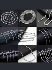 8 Stylish Stainless Steel Men's Titanium Steel Box Chain Necklace Flat Snake Chain Keel Chain Water Wave Chain Stainless Steel Collarbone Necklace Jewellery Set For Men's Daily Use