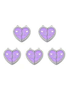 5入組滴油鋅合金玻璃鑽石友誼吊墜diy珠寶飾品配件,適用於手鏈和項鏈製作