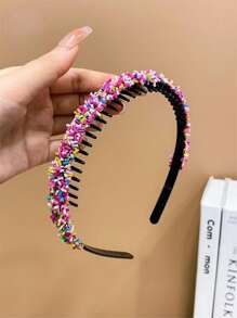 1pc Girls' Hairband With Teeth And Anti-slip Feature For Fringe - Multicolor - View 1