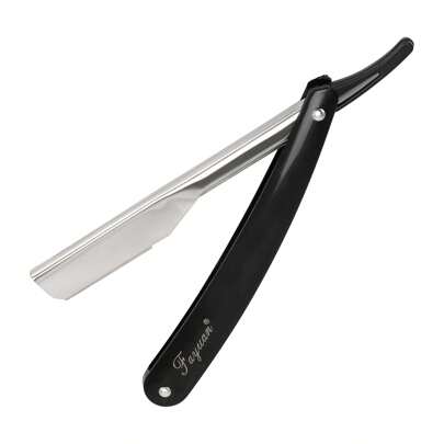 1pc Black Professional Manual Shaver Straight Edge Stainless Steel Barber Razor Folding Shaving Shave Beard Cutter With Blade