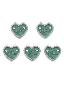 5入組滴油鋅合金玻璃鑽石友誼吊墜diy珠寶飾品配件,適用於手鏈和項鏈製作