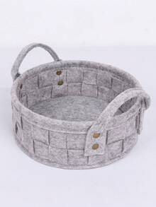 1pc Felt Storage Basket With Handles Felt, Foods, Snacks, Book, Toys, Sundries Home Organization And Storage Basket, Bedroom Decor, Home Decor, Room Decor