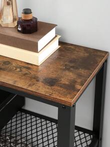 VASAGLE Mesa de Consola Mesa de Pasillo con 2 Estantes de Malla Aparador para Salón Pasillo 1015 x 35 x 80 cm Metal Diseño Industrial Marrón Rústico Negro - Marrón - Ver 9