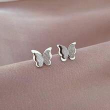 Pendientes de tachuela con diseño de mariposa - Oro rosa - Ver 7