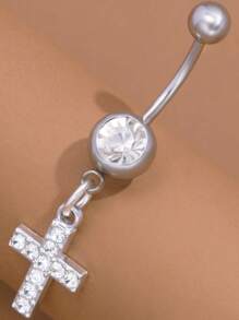 1入組銀色肚臍環 - 銀色 - 查看 3