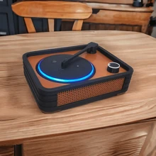 Suporte Alexa Echo Dot 3 Toca Discos Retrô - Presente, decoração criativa, música, som, stand de mesa - Preto - Visão 6