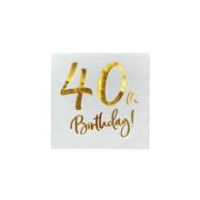 20 hojas de servilletas de papel desechables con estampado en relieve de dorado con tema de 40 cumpleaños (6.5*6.5 pulgadas) para fiestas de cumpleaños, hotel, restaurante, bar, vajilla y artículos desechables, Navidad