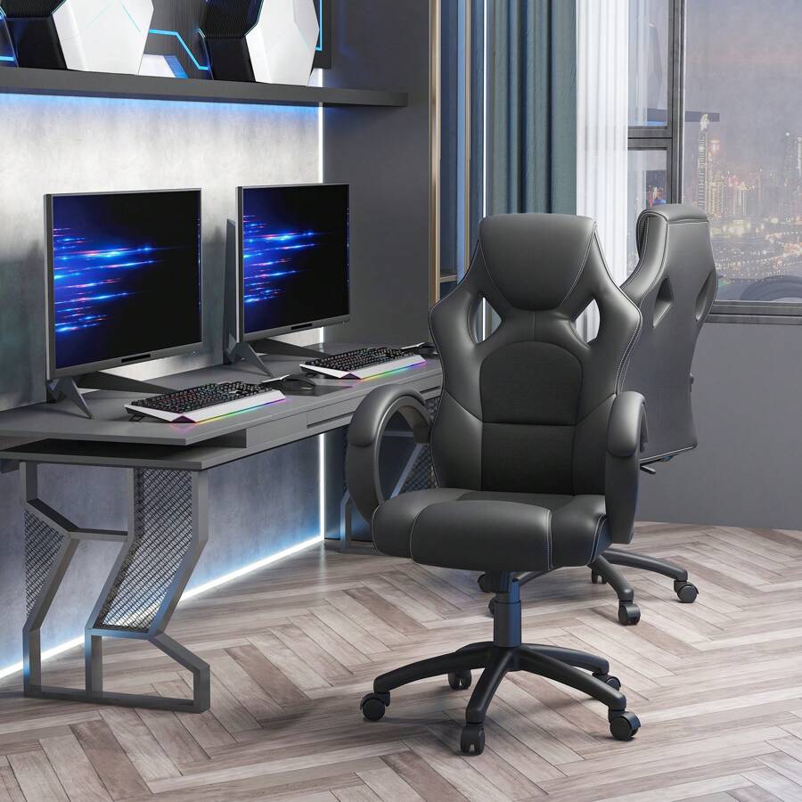 - Poltrona Ufficio Stile Racing Gaming Regolabile - Bestseller 2015 - Nero - nero - Visualizzare 1