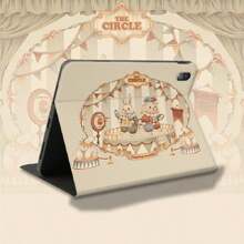 彩绘保护壳[兔子马戏团] 带全环绕保护和笔槽设计。书本风格。此保护壳适用于 iPad 10.2 英寸、iPad 10.5 英寸、iPad Air4/5、iPad 11 英寸 Pro 2020 2021 2022 - 彩色 - 查看 1