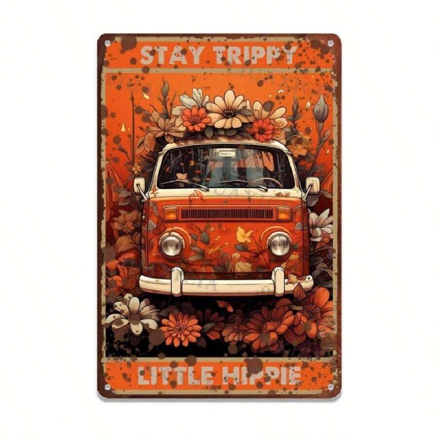 1pc Vintage Funny Metal Tin Sign, Witch Girl & Cat In Magical Princess World, Halloween Wall Decor, Random Style, 8*12in - Multicolor 1 - View 1