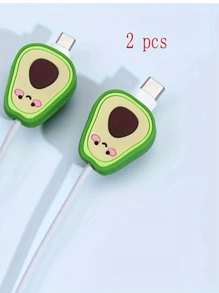 2pcs Cute Avocado-Shaped Charging Cable Protectors Compatible With IPhone Charging Cord Protective Case Charger Protector