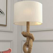 HOMCOM Nautical Table Lamp With USB Charging Port, Bedside Lamp For Bedroom Living Room, Warm White LED Bulb Included, With Rope, Natural - Brown - View 5