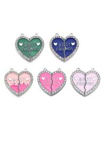 5入組滴油鋅合金玻璃鑽石友誼吊墜diy珠寶飾品配件,適用於手鏈和項鏈製作