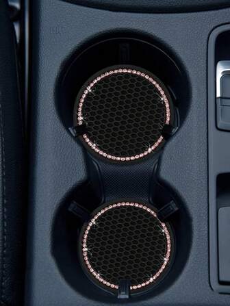 2 st. Bil Mugghållare Underlägg Runda Silikon Koppsmatta Med Rosa Ruyi formad