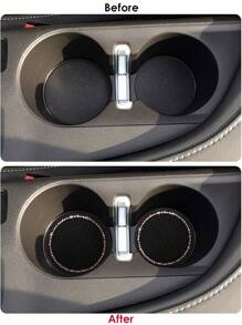 2 Piezas Posavasos Redondos Para Portavasos De Coche De Silicona Con Diamantes Rosados - Rosa - Ver 6