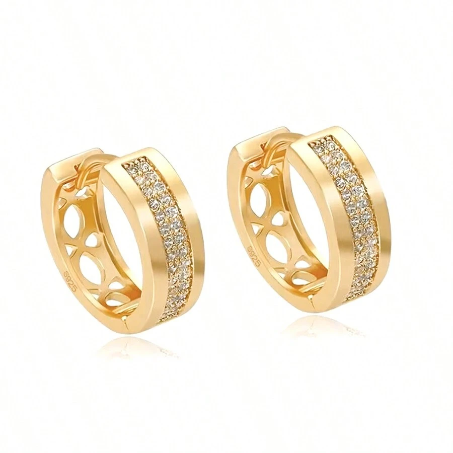 Hypoallergenic Minimalist Square Cubic Zirconia Hoop Earrings For Women, Simple & Fashionable Daily Wear, Birthday Gift