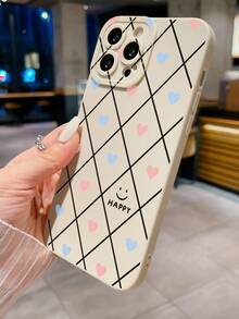 1入菱形心形圖案簡約手機殼，適用於 iPhone、三星、小米/紅米、Oppo/Realme、Vivo、Infinix - 白色 - 查看 5