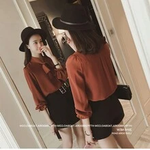 Blusa De Elegante Para Dama Diseño De Moño En Cuello - Marrón - Ver 5