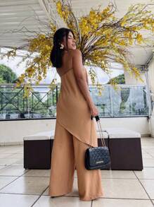 Women Jumpsuits - Apricot - View 2