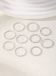 10pcs Minimalist Round Joint Knuckle Ring Suitable For Women's Daily Wear