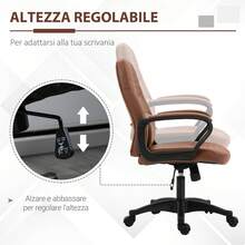 Vinsetto Sedia da Ufficio a Dondolo con 2 Punti Massaggianti e Porta USB, Poltrona da Ufficio Marrone con Altezza Regolabile, 59x63x92-101cm - Marrone ruggine - Visualizzare 4