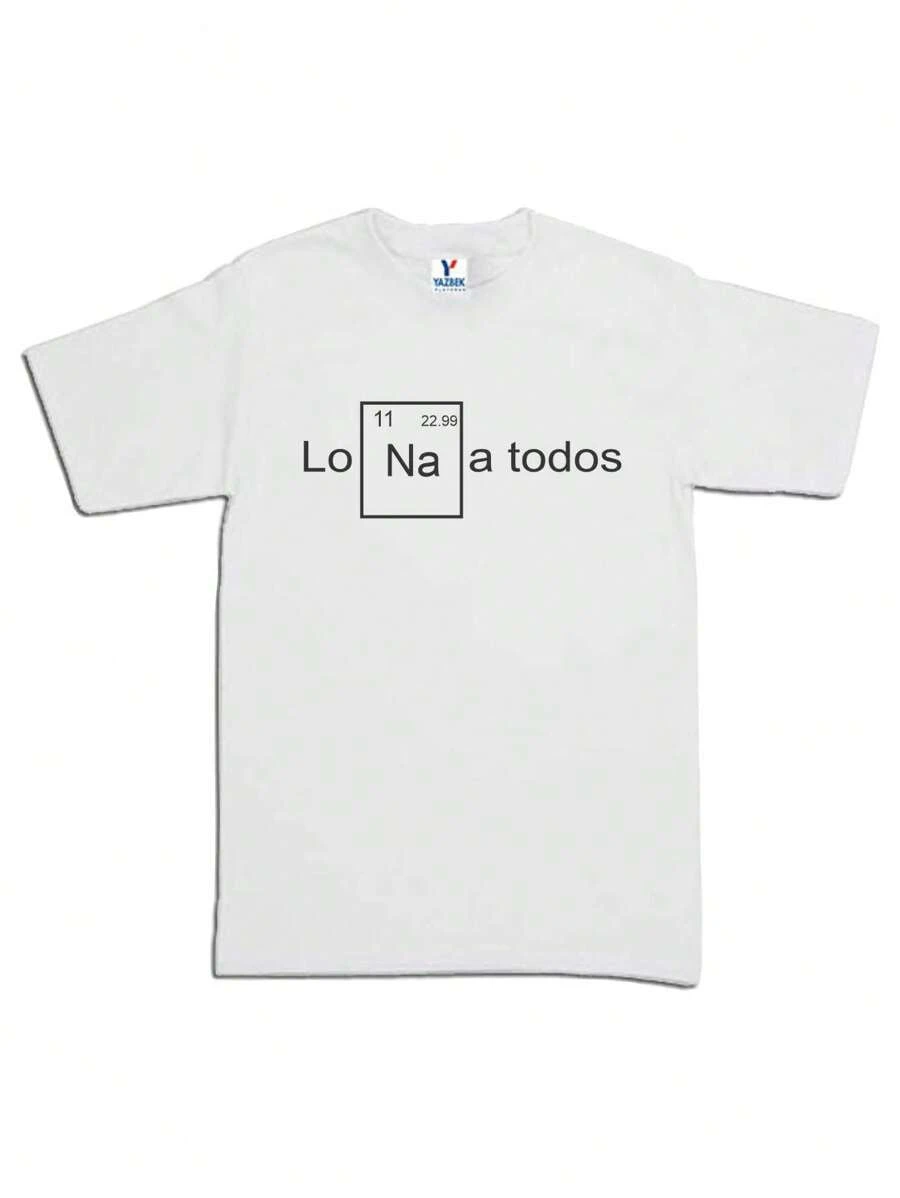 Playera de Caballero Lo Sodio a Todos Quimica Tabla Periodica La Na a Todos (Los Odio a todos) Estampado Letras - Blanco - Ver 1