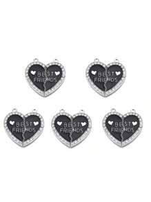 5入組滴油鋅合金玻璃鑽石友誼吊墜diy珠寶飾品配件,適用於手鏈和項鏈製作