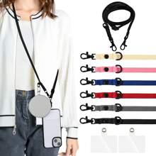 1pc Phone Lanyard With Detachable Transparent Pad, Adjustable Nylon Strap Compatible With All Smartphones, Suitable For Women Wallets, Handbags, Camera Strap - Multicolor - View 1