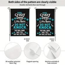 1入組,瘋狂的狗狗住在這裡歡迎花園旗,快樂新年雙面鄉村農家風格裝飾,家居裝飾,戶外裝飾,院子裝飾,花園裝飾,露台裝飾,草坪裝飾 - 藍色 - 查看 3