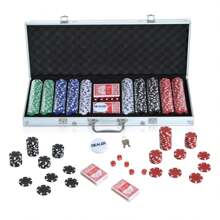 HOMCOM Maletín de Poker Profesional de Aluminio con Fichas Juego Set de Poker con 5 Dados 2 Barajas de Cartas y 1 Ficha de Crupier Multicolor - Multicolor - Ver 10