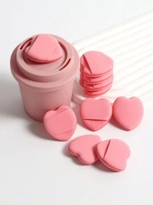 Ensemble De 10 Coussinets D'application De Poudre Avec Tasse De Rangement, Comprenant Un Coussinet D'application De Poudre, Une Éponge De Beauté Sans Latex Et Une Éponge Cosmétique, Adapté Aux Fond De Teint Liquide, Fond De Teint En Poudre Et Cache-cernes. Convient Pour Les Types De Peaux. Éponge De Beauté Pour Fond De Teint, Liquide, Crème Et Poudre, Éponge De Maquillage Multi-couleur Sans Latex Pour Fond De Teint Humide Et Sec. - Rouge - Voir 1