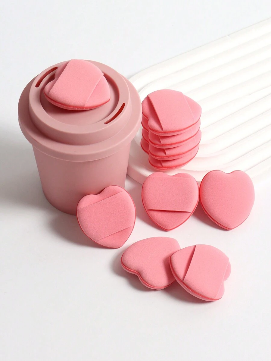 Ensemble De 10 Coussinets D'application De Poudre Avec Tasse De Rangement, Comprenant Un Coussinet D'application De Poudre, Une Éponge De Beauté Sans Latex Et Une Éponge Cosmétique, Adapté Aux Fond De Teint Liquide, Fond De Teint En Poudre Et Cache-cernes. Convient Pour Les Types De Peaux. Éponge De Beauté Pour Fond De Teint, Liquide, Crème Et Poudre, Éponge De Maquillage Multi-couleur Sans Latex Pour Fond De Teint Humide Et Sec. - Rouge - Voir 1