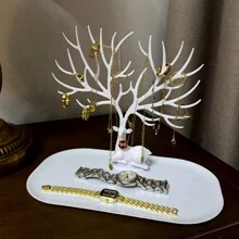 1只創意鹿形展示架,用於鑰匙扣和珠寶飾品,小配飾儲物架,情人節禮物 - 白色 - 查看 3