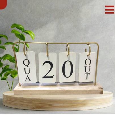 Calendário de Mesa Permanete Decorativo com Plaquinhas Casa Escritório
