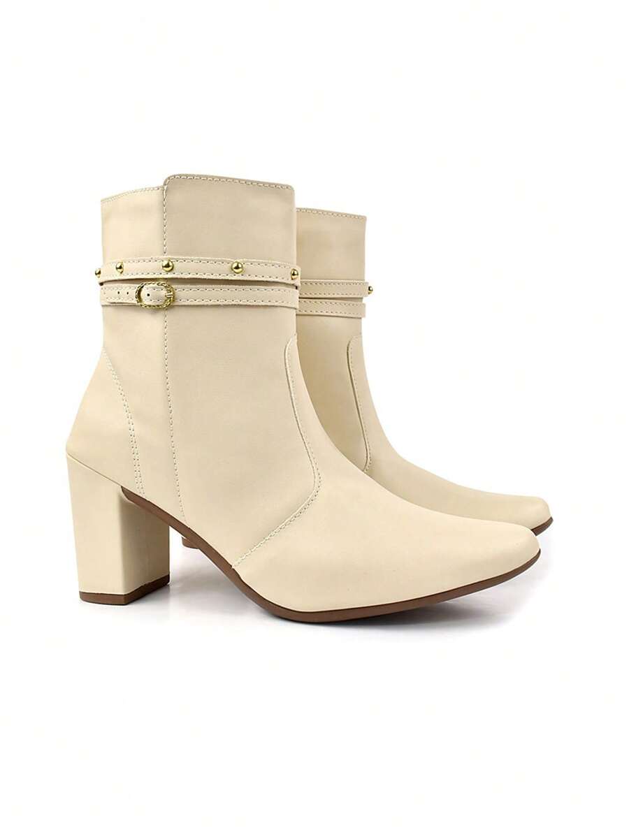 Women Mid-Calf Boots - Màu be - Xem 1