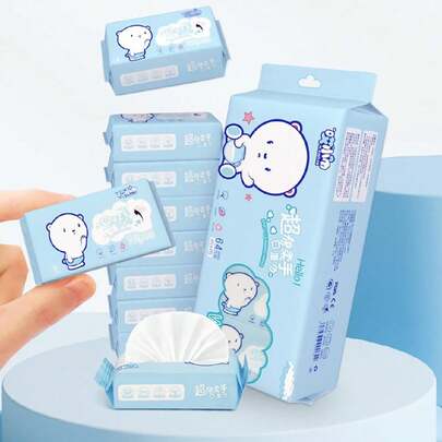 64入組迷你便攜式手部和口腔清潔濕巾，護理濕巾