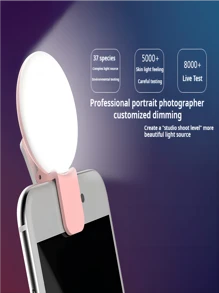 Mini Luz De Flash Led Para Selfie Para Celular Y Transmisión En Vivo, Luz De Relleno Portátil Para Teléfono Circular - Azul - Ver 3