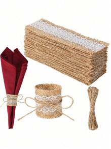 20 piezas de anillos para servilletas de encaje y arpillera rústica para decorar bodas, Navidad, Acción de Gracias, cumpleaños y fiestas (Estilo clásico), Navidad - Albaricoque - Ver 1