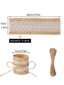 20 piezas de anillos para servilletas de encaje y arpillera rústica para decorar bodas, Navidad, Acción de Gracias, cumpleaños y fiestas (Estilo clásico), Navidad - Albaricoque - Ver 6