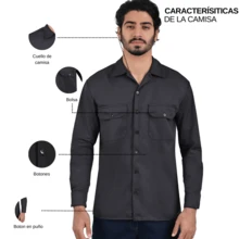 Men's Gabardine Shirt - Grey - View 3