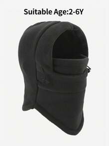 1pc Kids' (2-6y) Winter Ski Face Mask With Hood & Warm Neck Protection, Suitable For Boys And Girls, Balaklava Style - Navy Blue - View 3