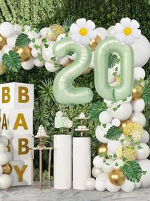 40英寸雏菊图案数字铝箔气球，适合生日、婚礼派对装饰，可充氦气或空气，圣诞节装饰 - 綠色 - 查看 5